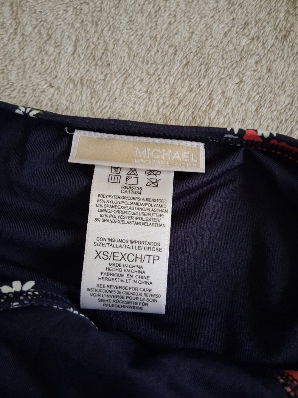 Michael Michael Kors NWOT Women's XS Navy Floral Two Piece Bandeau Swimsuit - Picture 12 of 16